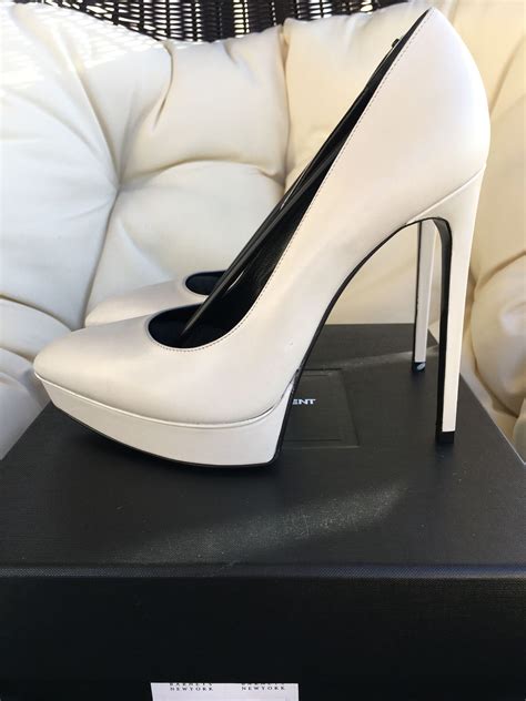 ysl white heels|ysl platform heels.